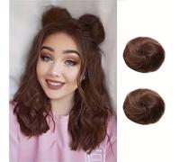 Chignon, 2 pezzi Mini artiglio clip in spettinato e orecchie di gatto estensioni chignon parrucca accessorio updo pezzi for donne ragazze Parrucche(Light brown)