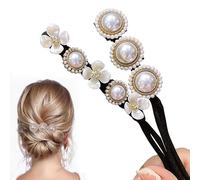 Chignon a Ciambella, 2 Pz Creatore per Pane Ciambella Chignon a Ciambella, French Twist Accessori Capelli Ciambelle Chignon, Fiore Perla Capelli Chignon per Donne Ragazze Donne Bambini Balletto