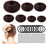 Chignon a Ciambella, Set di Chignon, 7 Pezzi Ciambella per Chignon, Chignon Materiale Accessori, Realizzare Chignon Set, Creatore per Pane Ciambella, con 10 Elastici per Capelli e 20 Clip