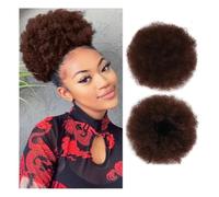 Chignon, Afro Puff Girl 8 pollici Kinky Curly Coulisse Coda di Cavallo Chignon Nero Extension for Capelli per donna(Dark brown)