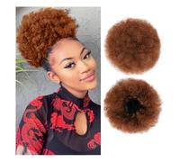 Chignon, Afro Puff Girl 8 pollici Kinky Curly Coulisse Coda di Cavallo Chignon Nero Extension for Capelli,per l'uso quotidiano(Brown yellow)