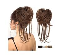 Chignon Capelli Chignon spettinato sintetico, extension for capelli ricci, coda di cavallo con code dritte Extension per Chignon(Natural Black)