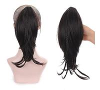 Chignon Capelli di media lunghezza da donna da 12 pollici, coda di cavallo, piccola treccia, estensione della coda di cavallo con clip ad artiglio, parrucca lunga e dritta, chignon Pezzo di chignon(4)