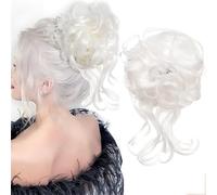chignon capelli finti bianco,Riccio Ondulato chignon riccio per capelli Estensioni dei Capelli Sintetici per Donne (bianco)