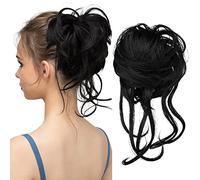 Chignon Chignon disordinato sintetico con elastico in gomma Parrucca Ricci Scratch Estensioni coda di cavallo Chignon Ciambella Chignon Parrucche for donna Pezzo di chignon(Jet Black)