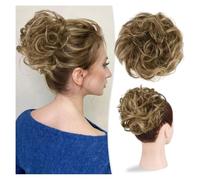 Chignon, Chignon grande ondulato e spettinato, veri capelli umani, chignon spesso raccolto for le donne, da indossare tutti i giorni Parrucche(Bright Golden Brown)