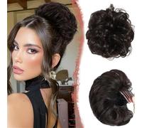Chignon, Chignon grande spettinato for donna - Chignon sintetico con coulisse e pettine per le donne(Brown black)