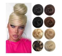 Chignon, Chignon in capelli sintetici for donna - Extension for chignon da balletto con coulisse Parrucche(Black and brown variegations)