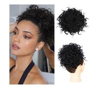 Chignon, Chignon morbido con clip - Pezzo di chignon riccio for donna,per l'uso quotidiano(Black)