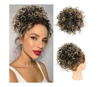 Chignon, Chignon morbido con clip - Pezzo di chignon riccio for donna,per l'uso quotidiano(Black Mix Blonde)