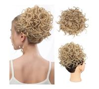 Chignon, Chignon morbido con clip - Pezzo di chignon riccio for donna,per l'uso quotidiano(Champagne Blonde)