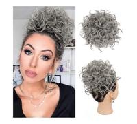 Chignon, Chignon morbido con clip - Pezzo di chignon riccio for donna,per l'uso quotidiano(Gray)