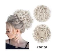 Chignon, Chignon riccio con coulisse Parrucchino sintetico for chignon da donna Coda di cavallo con coulisse Estensioni dei capelli con clip for coda riccia crespa per le donne(Silvery white)