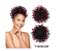 Chignon, Chignon riccio con coulisse Parrucchino sintetico for chignon da donna Coda di cavallo con coulisse Estensioni dei capelli con clip for coda riccia crespa per le donne(Red)