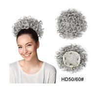 Chignon, Chignon riccio con coulisse Parrucchino sintetico for chignon da donna Coda di cavallo con coulisse Estensioni dei capelli con clip for coda riccia crespa per le donne(Silver gray)