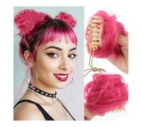 Chignon, Chignon sintetico con capelli ondulati, estensione coda di cavallo con fermaglio for donne Donna(Grape purple)