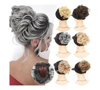 Chignon, Chignon sintetico con coulisse e fermaglio for pettine, chignon completamente biondo for donna,per l'uso quotidiano(Dark black)