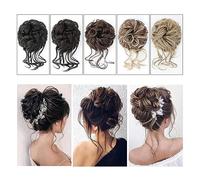 Chignon Chignon sintetico disordinato Pezzo di capelli arruffato Updo Estensione dei panini for capelli Fascia elastica Chignon riccio Scrunchie Estensione della coda di cavallo for le donne Chignon p