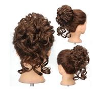 Chignon, Chignon sintetico spettinato for donna, chignon riccio ondulato, coda di cavallo Extension per capelli(Dark brown)