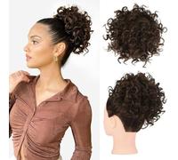 Chignon, Chignon spettinato con elastico - Fascia for capelli sintetici for capelli corti, fascia for capelli a ciambella per donna(Brown)