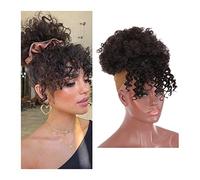 Chignon Clip for coda di cavallo riccia crespa nelle estensioni dei capelli for donna Chignon afro alto soffio sintetico Coda di cavallo con coulisse con frangia Soffici afro corti Chignon per capelli