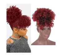 Chignon Clip for coda di cavallo riccia crespa nelle estensioni dei capelli for donna Chignon afro alto soffio sintetico Coda di cavallo con coulisse con frangia Soffici afro corti Chignon per capelli