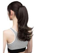 Chignon Clip sintetiche nelle estensioni dei capelli a coda di cavallo Parrucca Parrucca lunga ondulata da 14 pollici Panino con fascia elastica Coda di cavallo for le donne Panino(4)