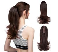 Chignon Clip sintetiche nelle estensioni dei capelli a coda di cavallo Parrucca Parrucca lunga ondulata da 14 pollici Panino con fascia elastica Coda di cavallo for le donne Pezzo di chignon(4t33)