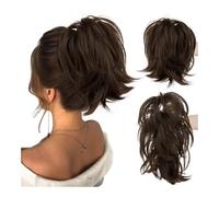 Chignon, Coda di cavallo da donna Morsetto corto Capelli ricci Coda di cavallo Anello for capelli regolabile Parrucca soffice per donna(Dark brown)