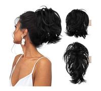 Chignon, Coda di cavallo da donna Morsetto corto Capelli ricci Coda di cavallo Anello for capelli regolabile Parrucca soffice,per l'uso quotidiano(Black)