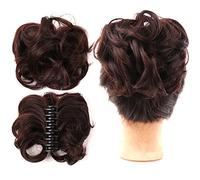 Chignon da donna Chignon disordinato Pezzo di capelli arruffato Updo Clip di artiglio nel parrucchino per le donne Ricci ondulati Corti elastici sintetici Clip in artiglio di capelli Chignon Estens