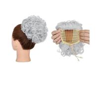 Chignon da donna Chignon for capelli ricci spettinati, chignon sintetico con coulisse, fermaglio for capelli, coda di cavallo, extension for capelli Pezzo di capelli disordinato(Sliver Gray)