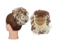 Chignon da donna Chignon for capelli ricci spettinati, chignon sintetico con coulisse, fermaglio for capelli, coda di cavallo, extension for capelli Pezzo di capelli disordinato(Light Brown mix Bleach