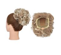 Chignon da donna Chignon for capelli ricci spettinati, chignon sintetico con coulisse, fermaglio for capelli, coda di cavallo, extension for capelli Pezzo di capelli disordinato(Dark Blonde Gradient B
