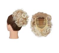 Chignon da donna Chignon for capelli ricci spettinati, chignon sintetico con coulisse, fermaglio for capelli, coda di cavallo, extension for capelli Pezzo di capelli disordinato(Ash Blonde mix Bleach