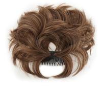 Chignon da donna Chignon spettinato Pezzo for capelli lisci naturali Pettine laterale Clip in Chignon regolabile Pezzo for capelli sintetico for donna Pezzo di capelli disordinato(Dark Brown Mixed Lig