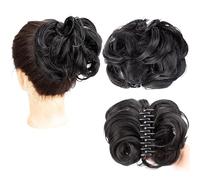 Chignon da donna Claw Hair Chignon Sintetico Chignon Artiglio Clip con Capelli Attaccati for Donne Disordinato Clip in Chignon Parrucchino Arruffato, Ricci Estensione del panino(Nero)