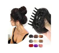 Chignon da donna Extension for chignon con capelli ricci sintetici, mini fermagli a forma di artiglio, orecchie di gatto spettinate, chignon for capelli, posticci Pezzo di capelli disordinato(1B)
