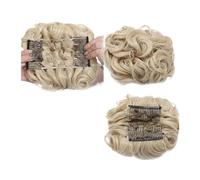 Chignon da donna Pettine sintetico grande con clip nell'estensione dei capelli ricci Chignon Pezzi di capelli Donna Updo Cover Parrucchino Estensione Chignon Estensione del panino(Color:Bleach blonde)