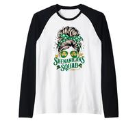 Chignon da Donna Shenanigans Squad San Patrizio Irlandese disordinato Maglia con Maniche Raglan