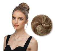 Chignon di estensione con coulisse Updo Donut Chignon dritto sintetico rotondo finto balletto chignon per donne ragazze signora marrone scuro/biondo dorato
