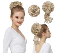 Chignon disordinato, 2 stili classici arruffati, elastici per chignon, extension per chignon, coda di cavallo, accessori per chignon da donna, biondo con riflessi