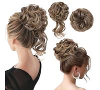 Chignon disordinato, 2 stili classici arruffati, elastici per chignon, extension per chignon, coda di cavallo, accessori per chignon da donna, biondo con riflessi