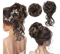 Chignon disordinato, 2 stili classici arruffati, elastici per chignon, extension per chignon, coda di cavallo, accessori per chignon da donna, biondo con riflessi