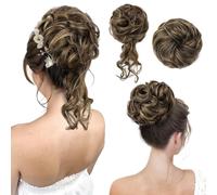 Chignon disordinato, 2 stili classici arruffati, elastici per chignon, extension per chignon, coda di cavallo, accessori per chignon da donna, biondo con riflessi