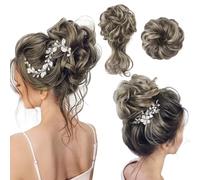 Chignon disordinato, 2 stili classici arruffati, elastici per chignon, extension per chignon, coda di cavallo, accessori per chignon da donna, biondo con riflessi