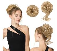 Chignon disordinato, 2 stili classici arruffati, elastici per chignon, extension per chignon, coda di cavallo, accessori per chignon da donna, biondo con riflessi