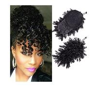 Chignon Disordinato Afro Sbuffo Alto Chignon Sintetico Coda Di Cavallo Con Coulisse Con Frangetta Coda Di Cavallo Corta Riccia Crespa Clip Nelle Estensioni Dei Capelli Per Le Donne Chignon Veri C