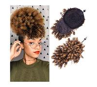 Chignon Disordinato Afro Sbuffo Alto Chignon Sintetico Coda Di Cavallo Con Coulisse Con Frangetta Coda Di Cavallo Corta Riccia Crespa Clip Nelle Estensioni Dei Capelli Per Le Donne Chignon Veri C