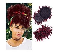 Chignon Disordinato Afro Sbuffo Alto Chignon Sintetico Coda di Cavallo Coulisse con Frangetta Coda di Cavallo Corta Riccia Crespa Clip nelle Estensioni dei Capelli per le Donne Chignon Veri Capel